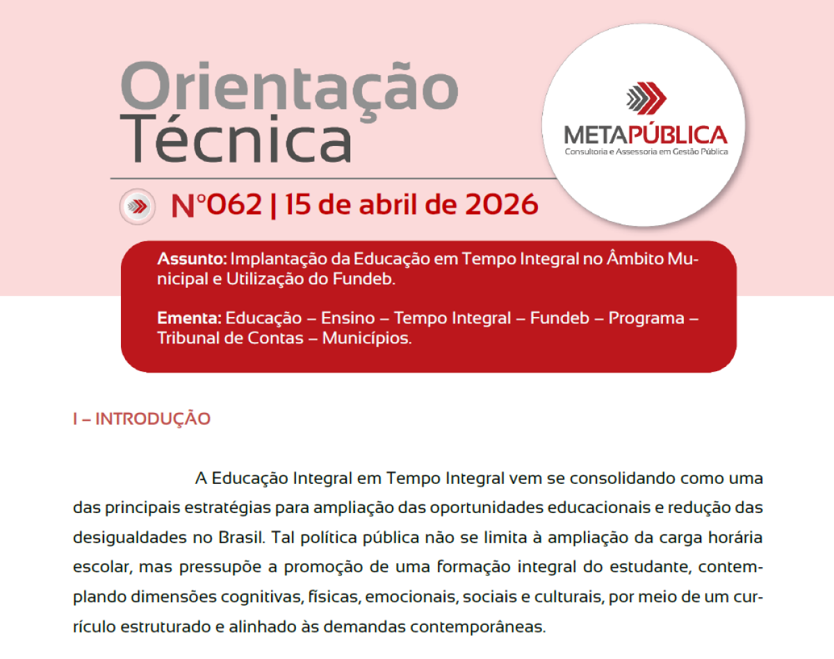 Imagem principal de ORIENTAÇÃO TÉCNICA METAPÚBLICA 062 - 15 de abril de 2026